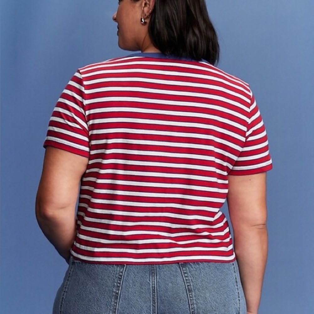 Old Navy Red & White Striped Minnie Mouse Crop Tee – Size 4X - Picture 5 of 10